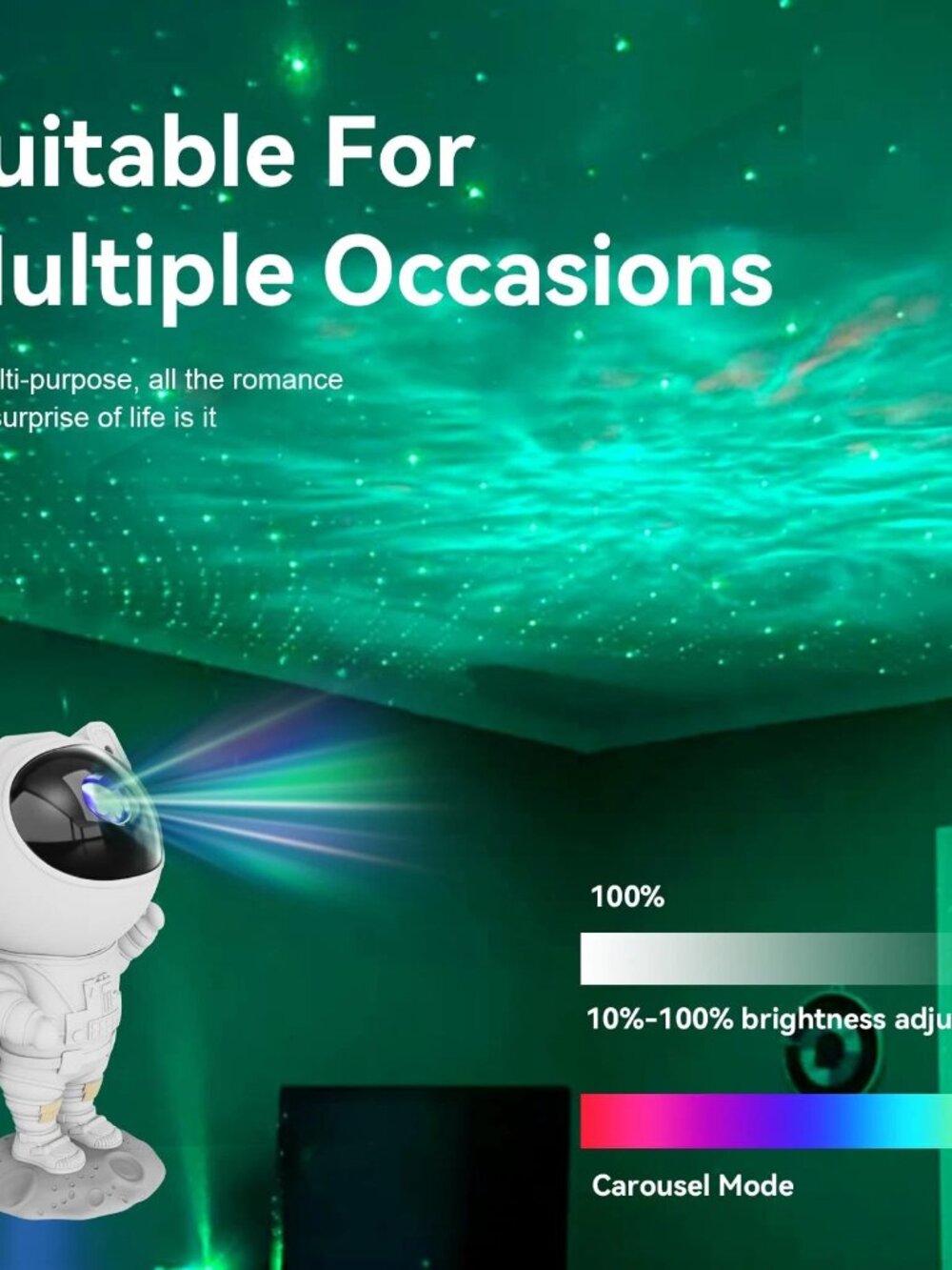 Astronaut Galaxy Star Projector Night Light - Space Buddy Projector with Remote - Picture 8 of 9